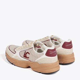 Sneaker con Suola Running in Tessuto e Pelle