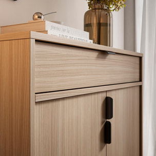 Zapatero Alice melamina nogal claro patas grafito 89x80x29 cm