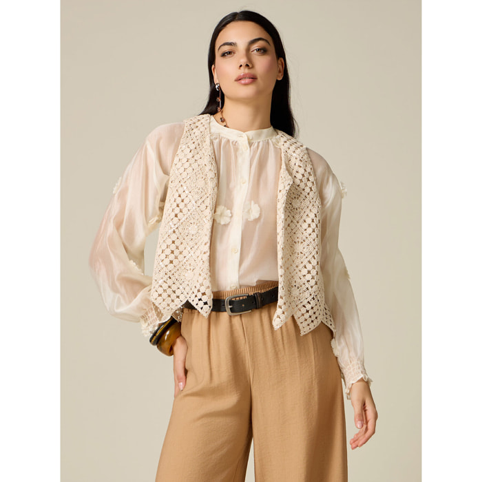 Oltre - Gilet in pizzo macramé - Bianco