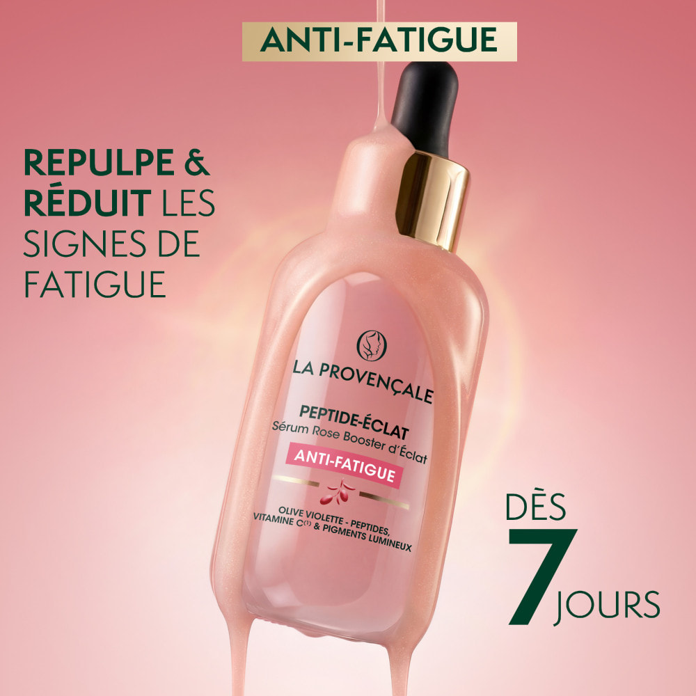 La Provençale Peptide-Eclat - Sérum Rose Booster d'Eclat Anti-fatigue - Olive violette - Peptides, Vitamine C* & Pigments lumine
