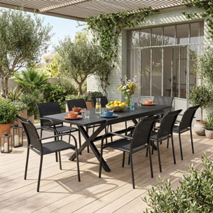 Table de jardin extensible aluminium + 8 assises VENTURA + AMARA