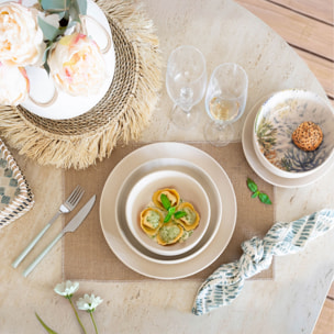 Lot de 6 assiettes creuses beige en grès 15cm ARITA