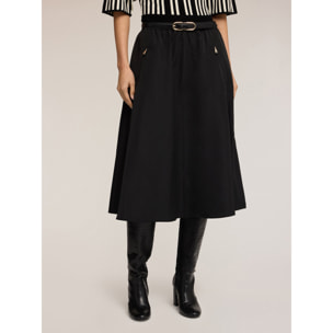 Motivi - Gonna svasata in taffetà - Nero