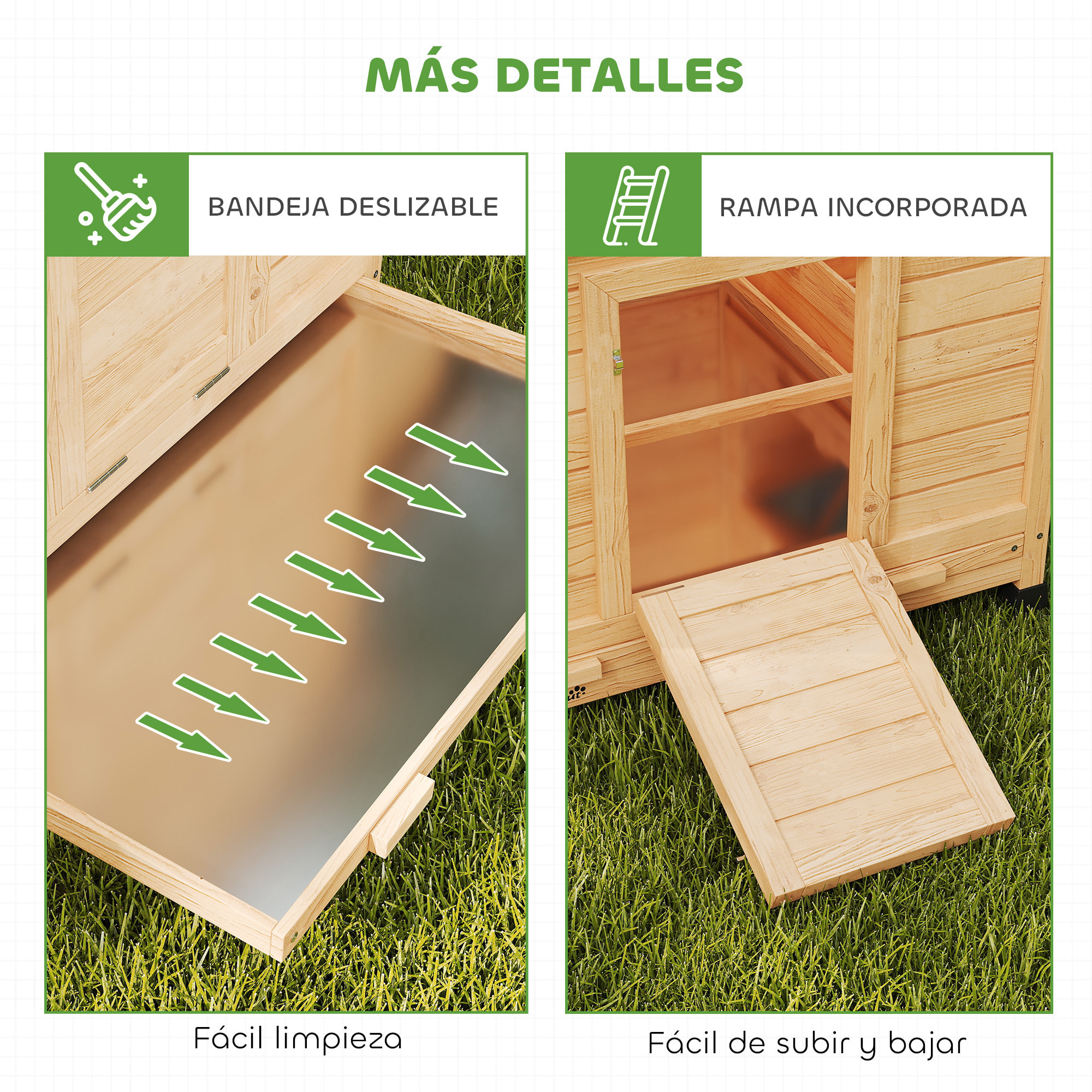 Gallinero de Madera para Exterior, Caseta para Gallinas con 2 Nidos, Bandeja Extraíble, Perchas, Techo Impermeable, Casa para 2-4 Gallinas y Conejos, 150x100x96,5 cm, Amarillo