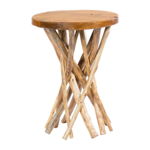 Tavolino Radix in Legno di Teak con Gambe Intrecciate