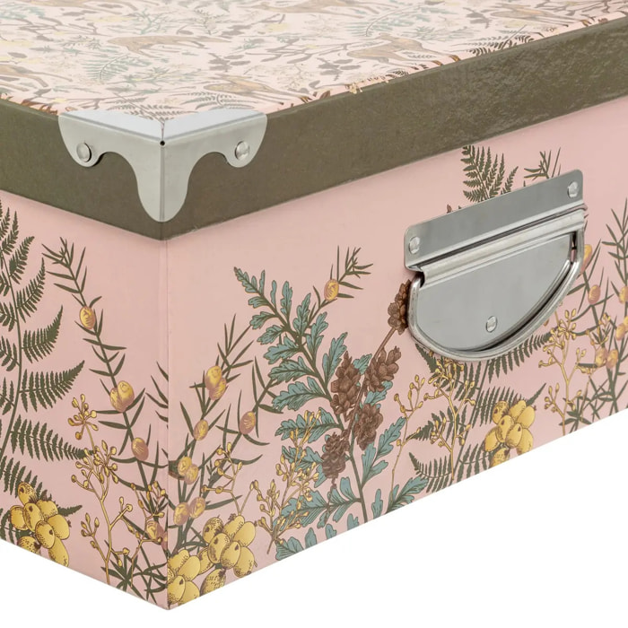 Lot de 6 boîtes cadeau rectangles coins métal imprimées Secrets des Bois