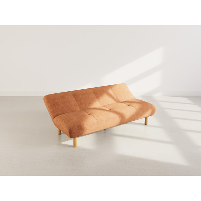 Soan - Banquette 2 places convertible clic-clac en velours texturé - Terracotta
