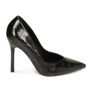 Décolleté nere stampa cocco, tacco 10,5 cm