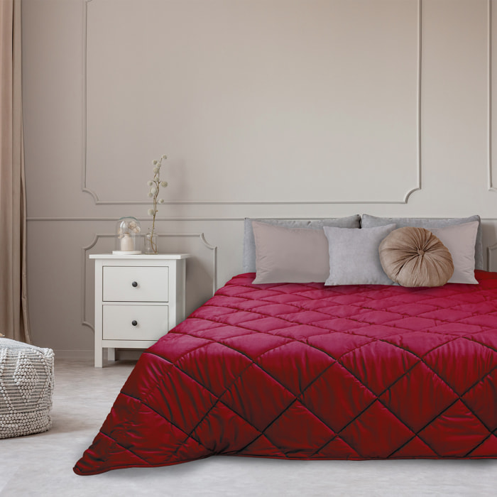 TRAPUNTA INVERNALE MATRIMONIALE IN VELLUTO COL.BORDEAUX MADE IN ITALY