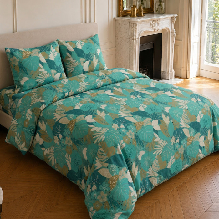 Parure housse de couette 100% microfibre motif tropical - IVY