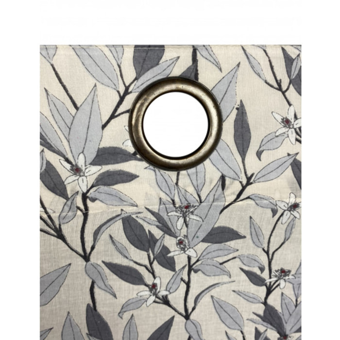 Voilage à œillets en coton motif fleur oranger 140x250cm - ORANGE 983