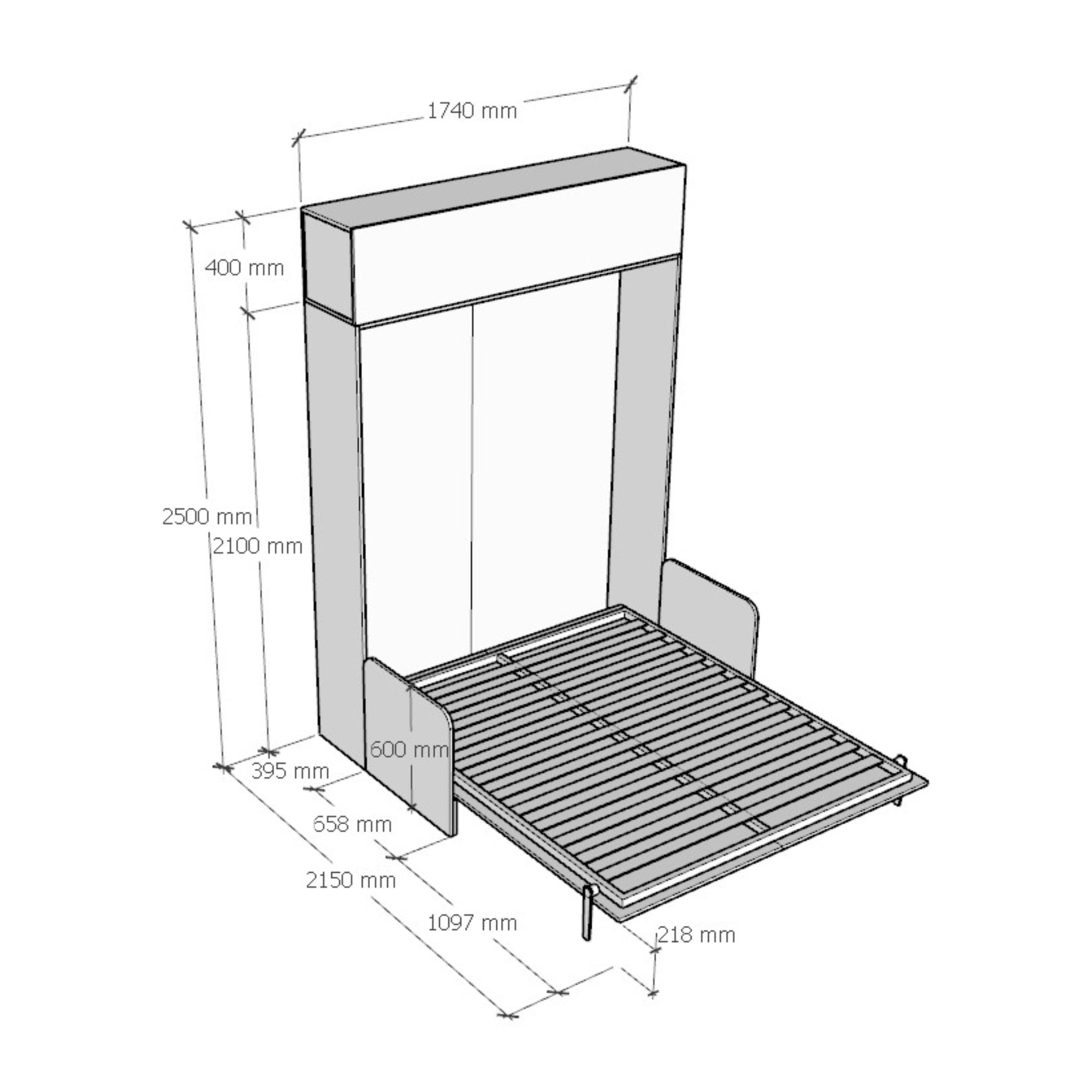 Armoire Lit escamotable vertical double 160 KENTARO avec canapé Frêne Blanc avec élément haut (ALESSIA 20)