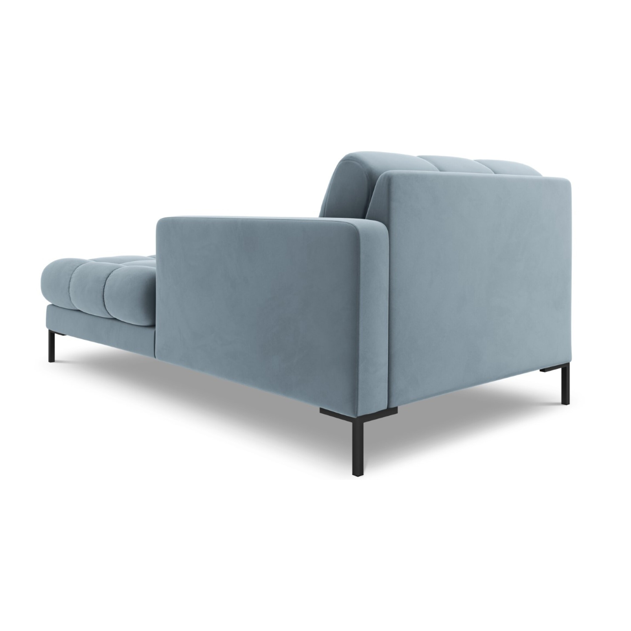 Méridienne droite "Bali" en velours bleu clair