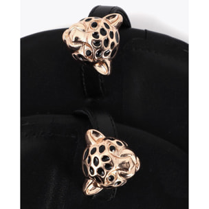 Sandalo basso con applicazione di testa di leopardo e borchie