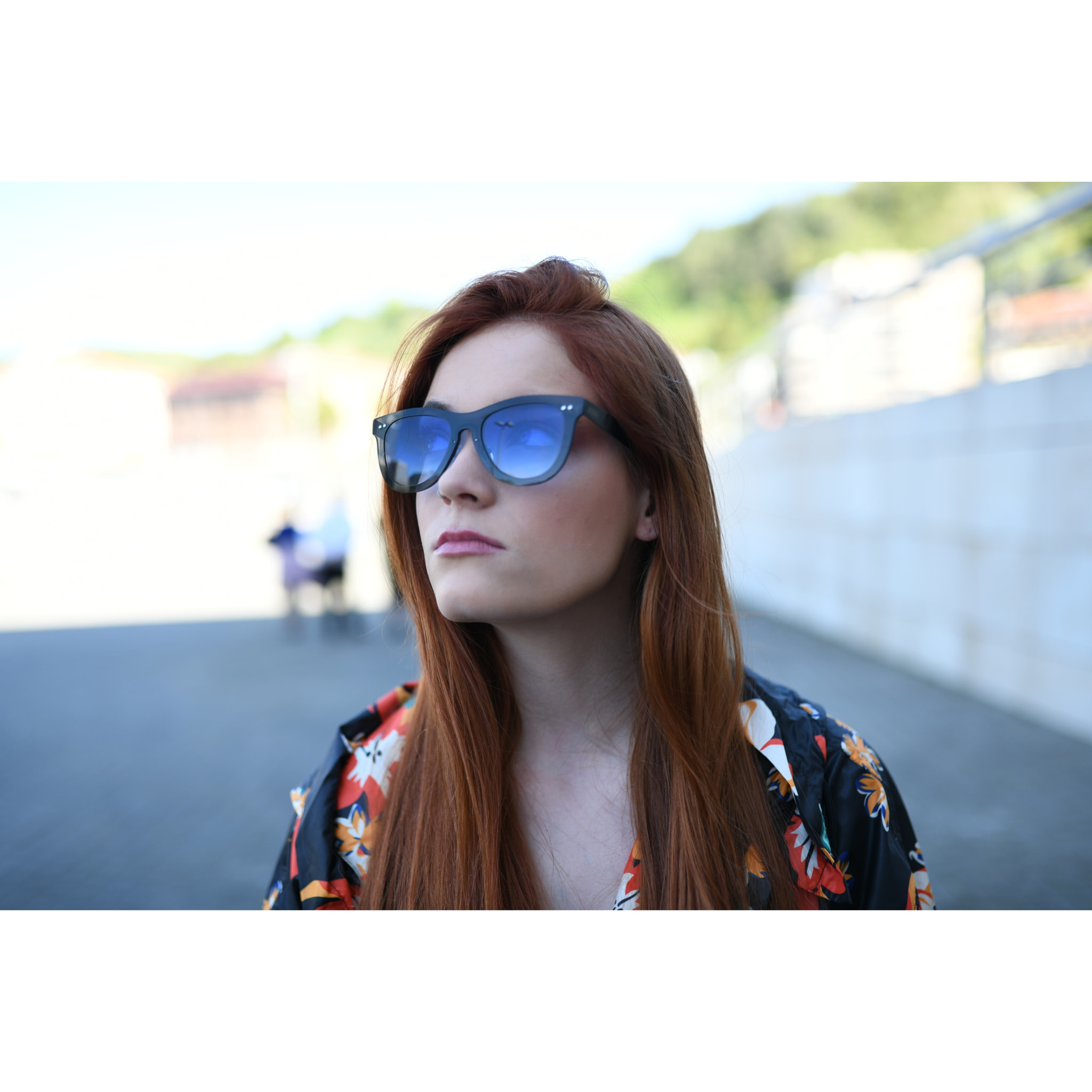 Gafas de sol OCEAN FLORENCIA - Trans / Violeta degradada con montura rosa transparente y patillas doradas