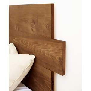 Tête de lit asymétrique en bois massif ton noyer en différentes tailles