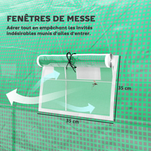 Serre tunnel 24m² dim. 8L x 3l x 2H m - 16 fenêtres, porte zippée - acier galvanisé PE haute densité vert