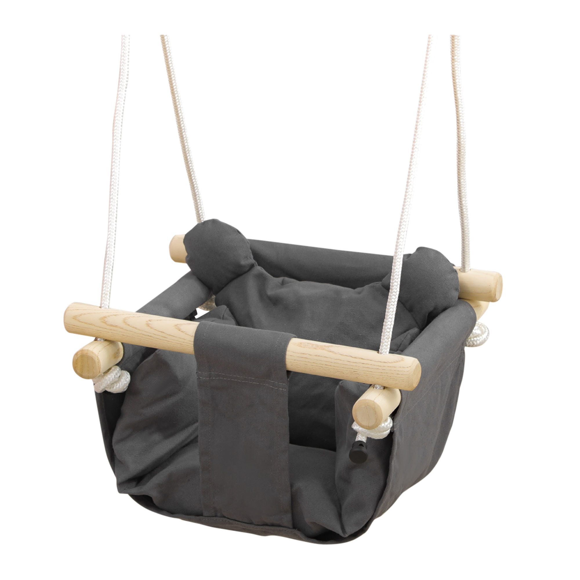 Columpio para Bebés de 9-36 Meses con Cuerdas Ajustables Columpio Infantil con Cinturón de Seguridad y Asiento Acolchado Carga 70 kg para Interiores y Exteriores 40x40x110-180 cm Gris Oscuro