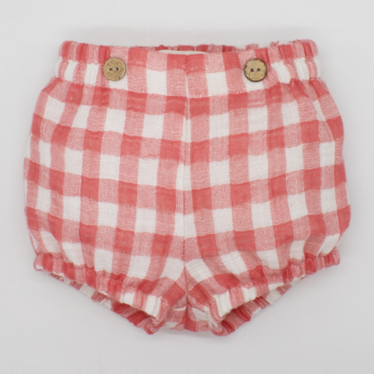 BERMUDA CON GOMITAS CUADROS VICHY CORAL