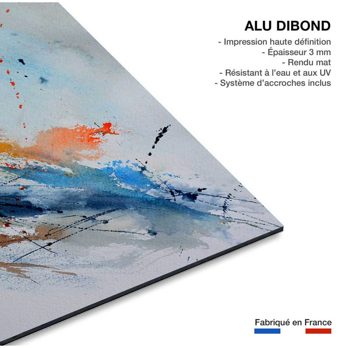 Tableau abstrait Pochoir et tâches d'encres Tableau alu Dibond
