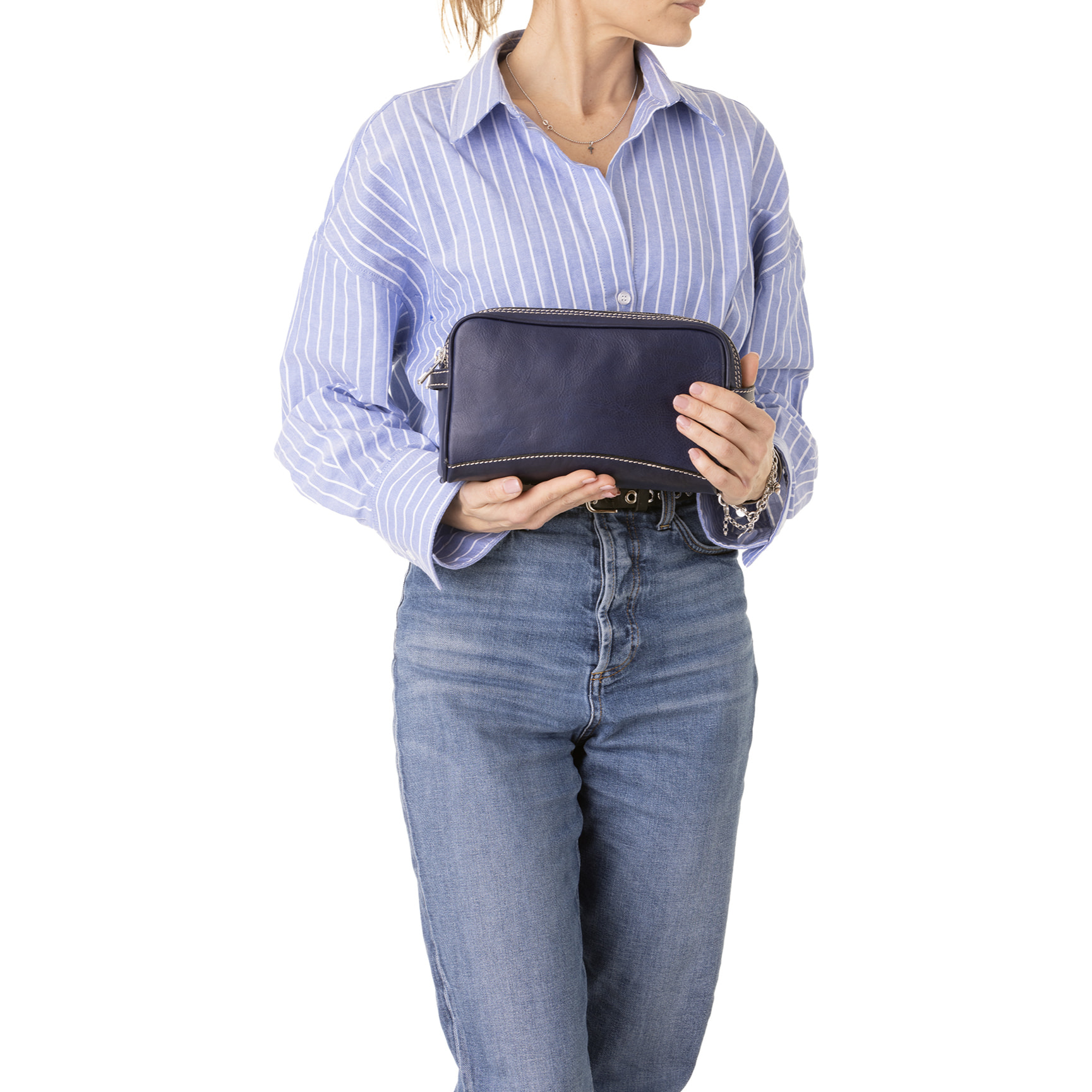 Pochette  unisex In Vera pelle Made in Italy 24x18x7 cm