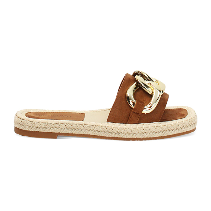 Sandali bassi cognac stile casual