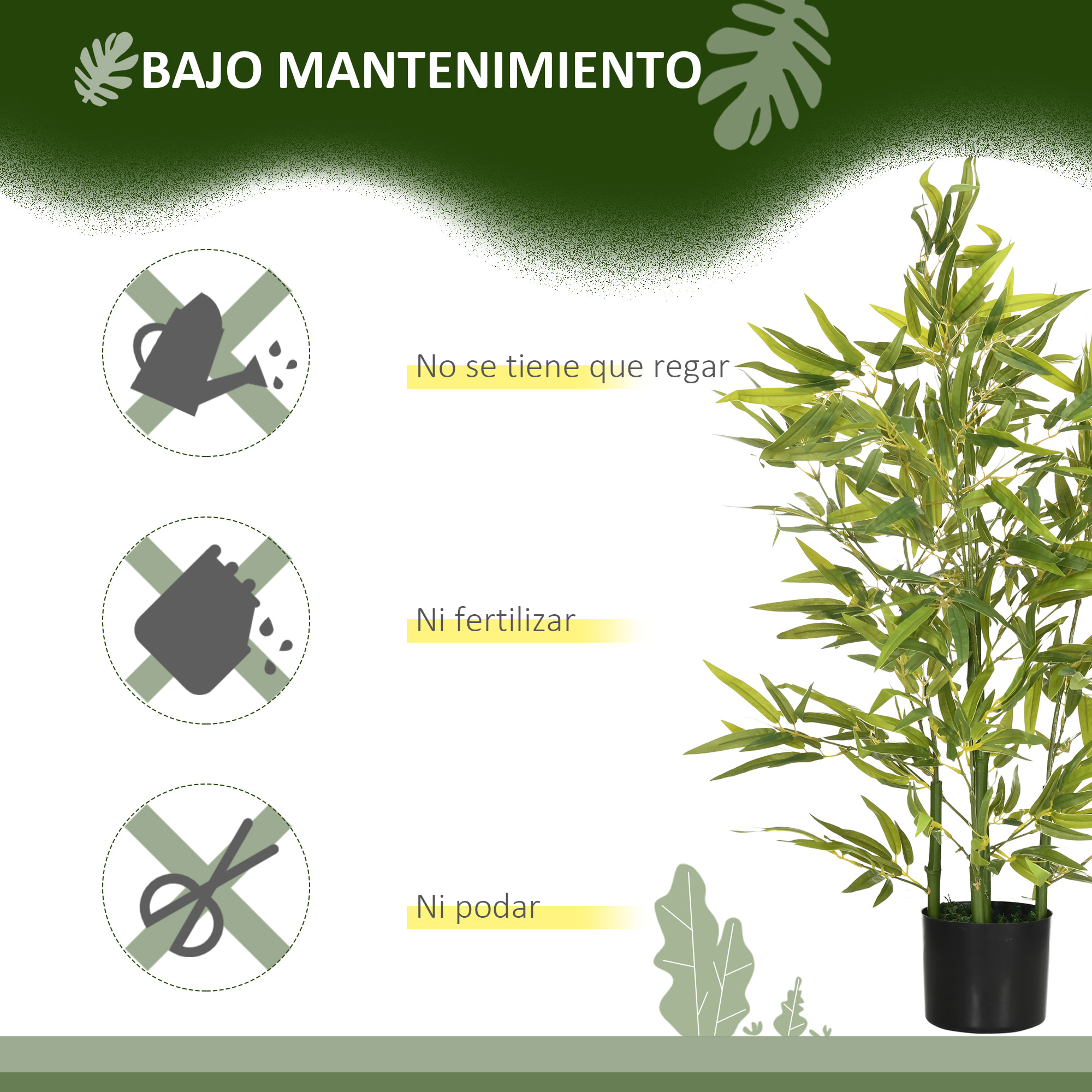 Planta Artificial de Bambú con Maceta 90 cm Decoración para Salón Hogar Exterior