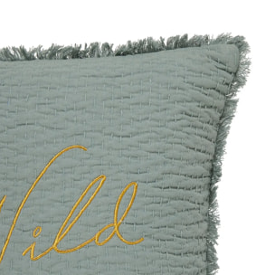 Coussin brodé "Wild" vert céladon 45x45cm
