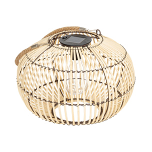 Lampe extérieur solaire LED à suspendre ou à poser Lilou rotin naturel Ø 31.5cm