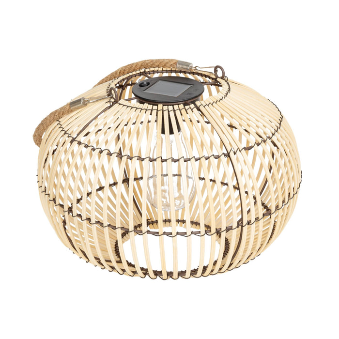 Lampe extérieur solaire LED à suspendre ou à poser Lilou rotin naturel Ø 31.5cm