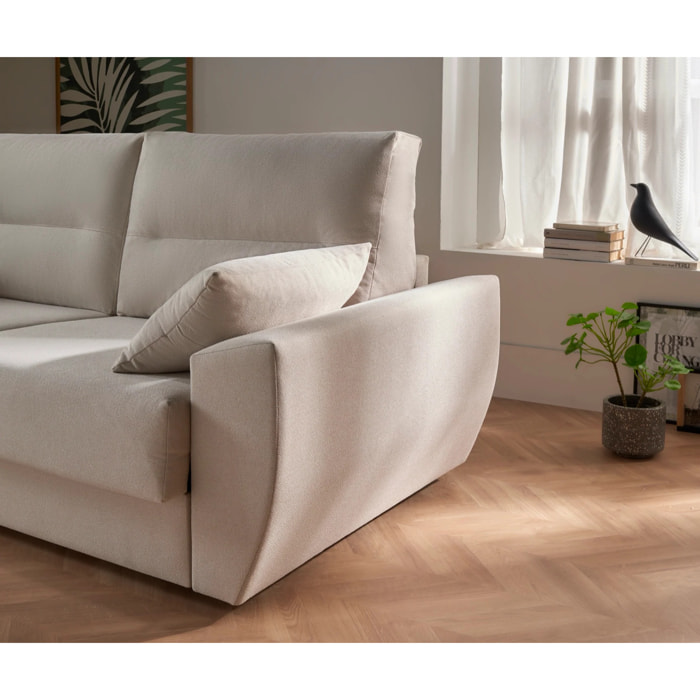 Sofá Cama italiano Mónaco 3 Plazas Tela Antimanchas Color Beige