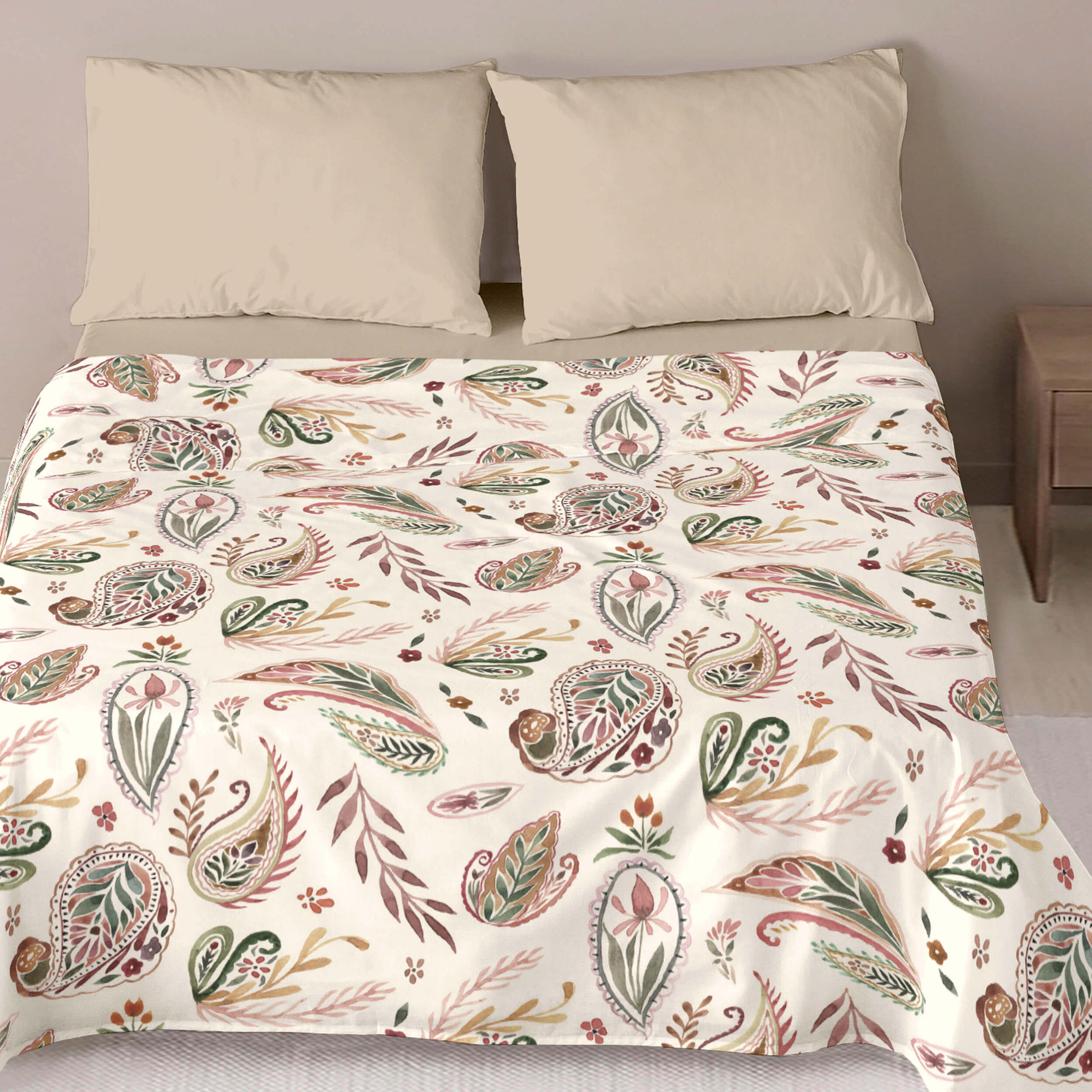Juego de Sábanas Estampadas - 100% Algodón - Incluye 1 o 2 Fundas de Almohada + 1 Sábana Bajera - Ashley