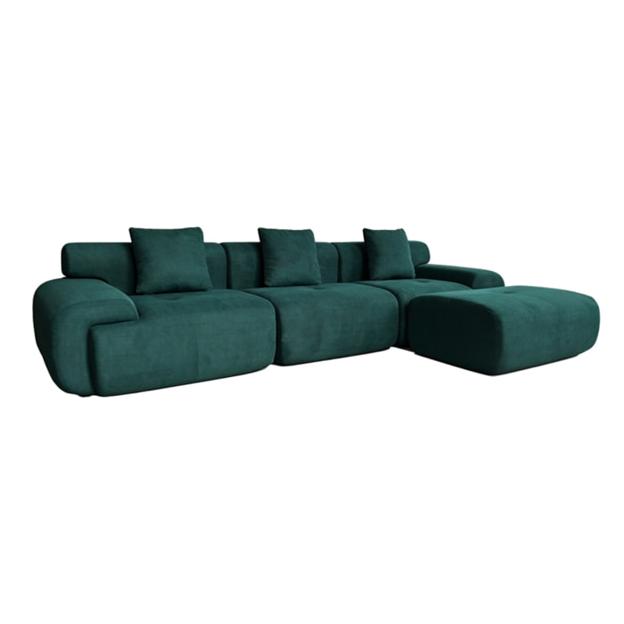 Canapé compressé modulable en tissu chenille vert foncé 4-5 places BURGESS