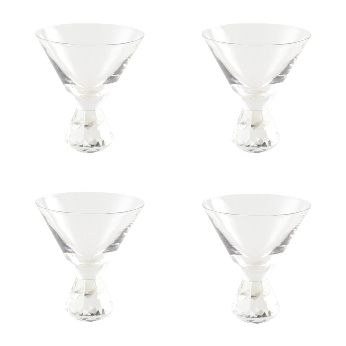 Verres martini avec pied en diamant - lot de 4