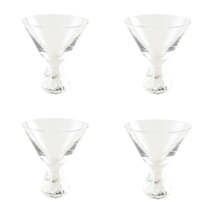 Verres martini avec pied en diamant - lot de 4