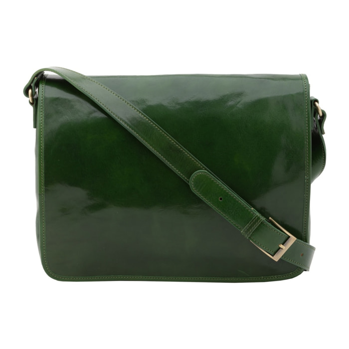 Borsa a tracolla uomo in vera pelle - Modello False - Made in Italy - 28.0 x 35.0 x 9.0 cm