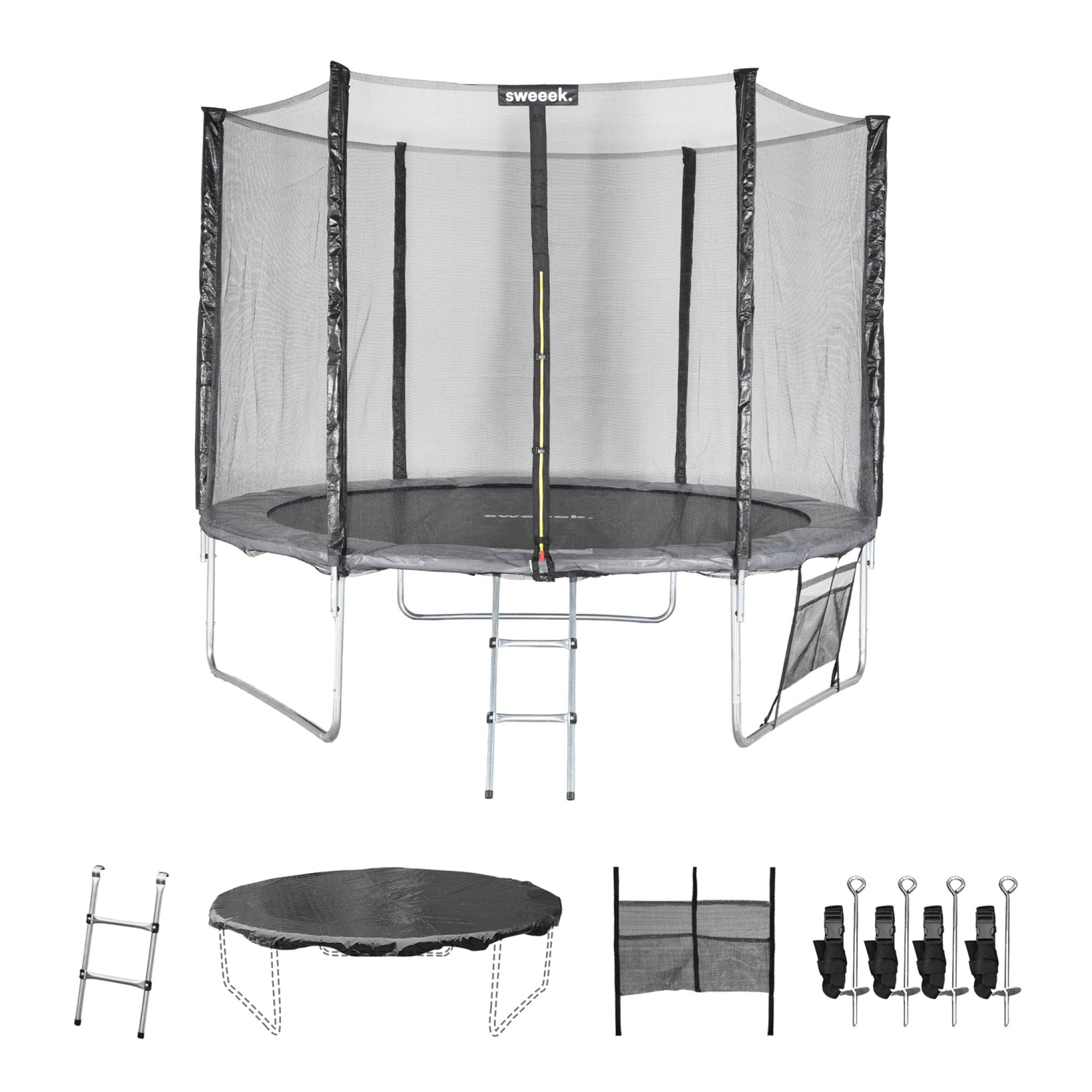 Trampoline 305cm - Mars XXL Gris - avec filet de protection. échelle. bâche. filet pour chaussures. kit d'ancrage. trampoline de jardin 305 cm |Qualité PRO |Normes EU