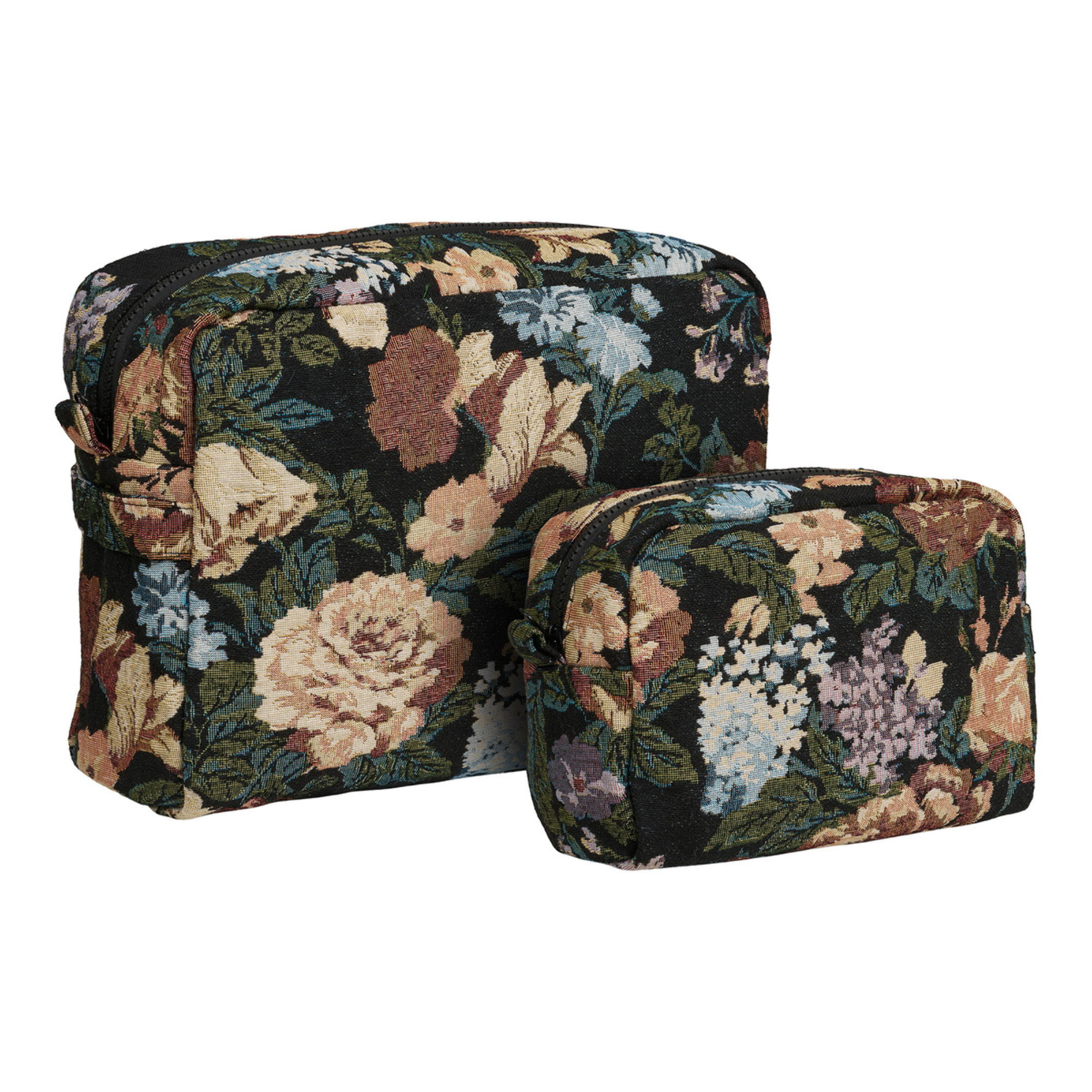 Zoe - Set 2 pochette da bagno in poliestere nero mix