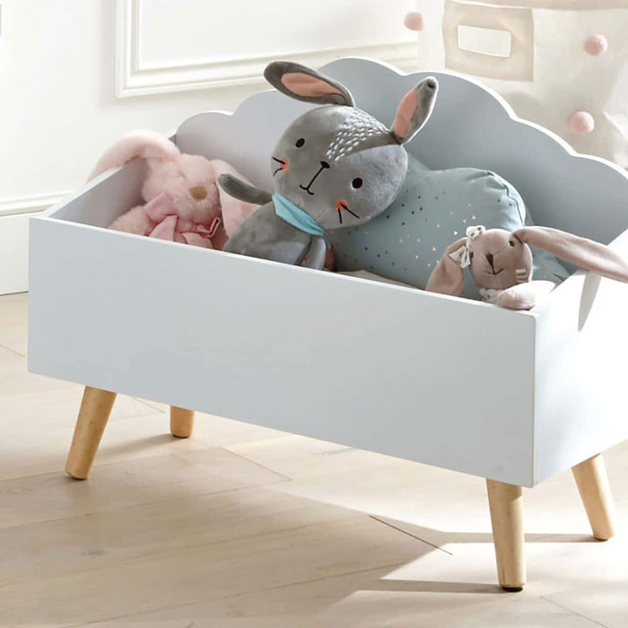 Baul infantil "nube" blanco perfecto para la ordenacion de los juguetes - 58 x 28 x 45,5 cm