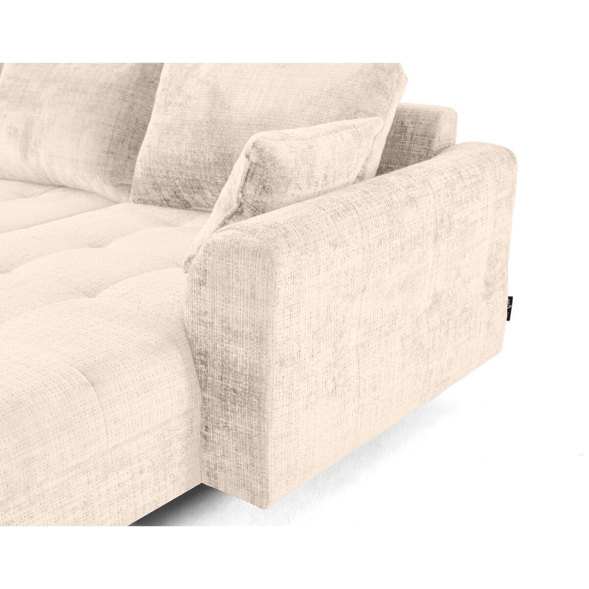 Rune - canapé panoramique d'angle gauche 7 places en velours texturé - Beige