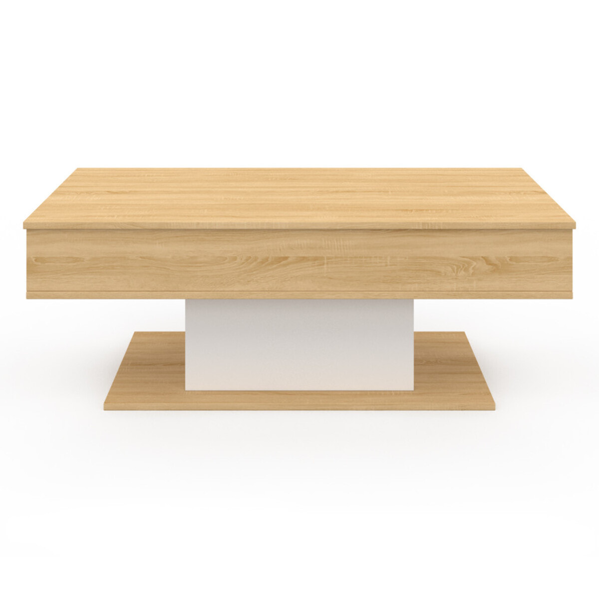 Table basse Tania relevable bois et blanc