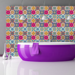 Stickers muraux - Sticker Mural Carrelage adhésif Cuisine Salle de Bain - 9 STICKERS CARREAUX DE CIMENT AZULEJOS TONIA