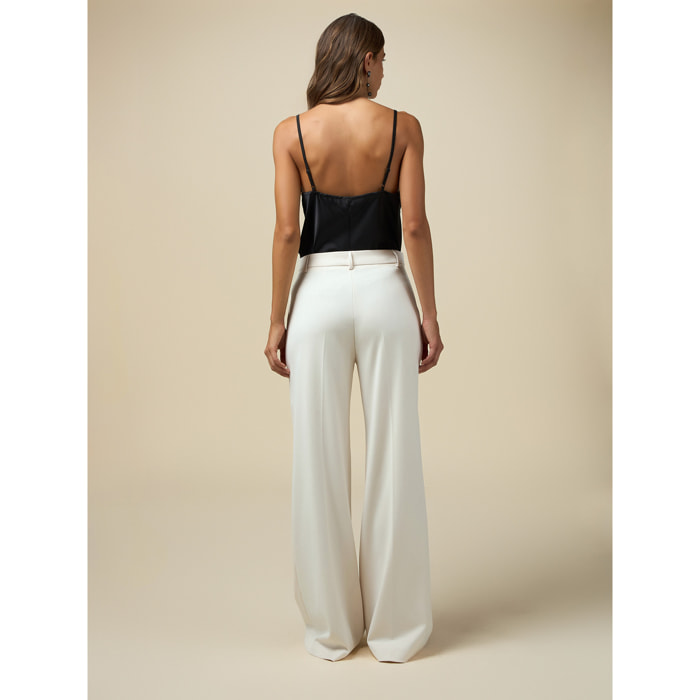 Oltre - Palazzo trousers in fluid fabric - Blanco