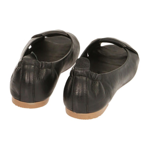 Ballerine open toe nere in pelle