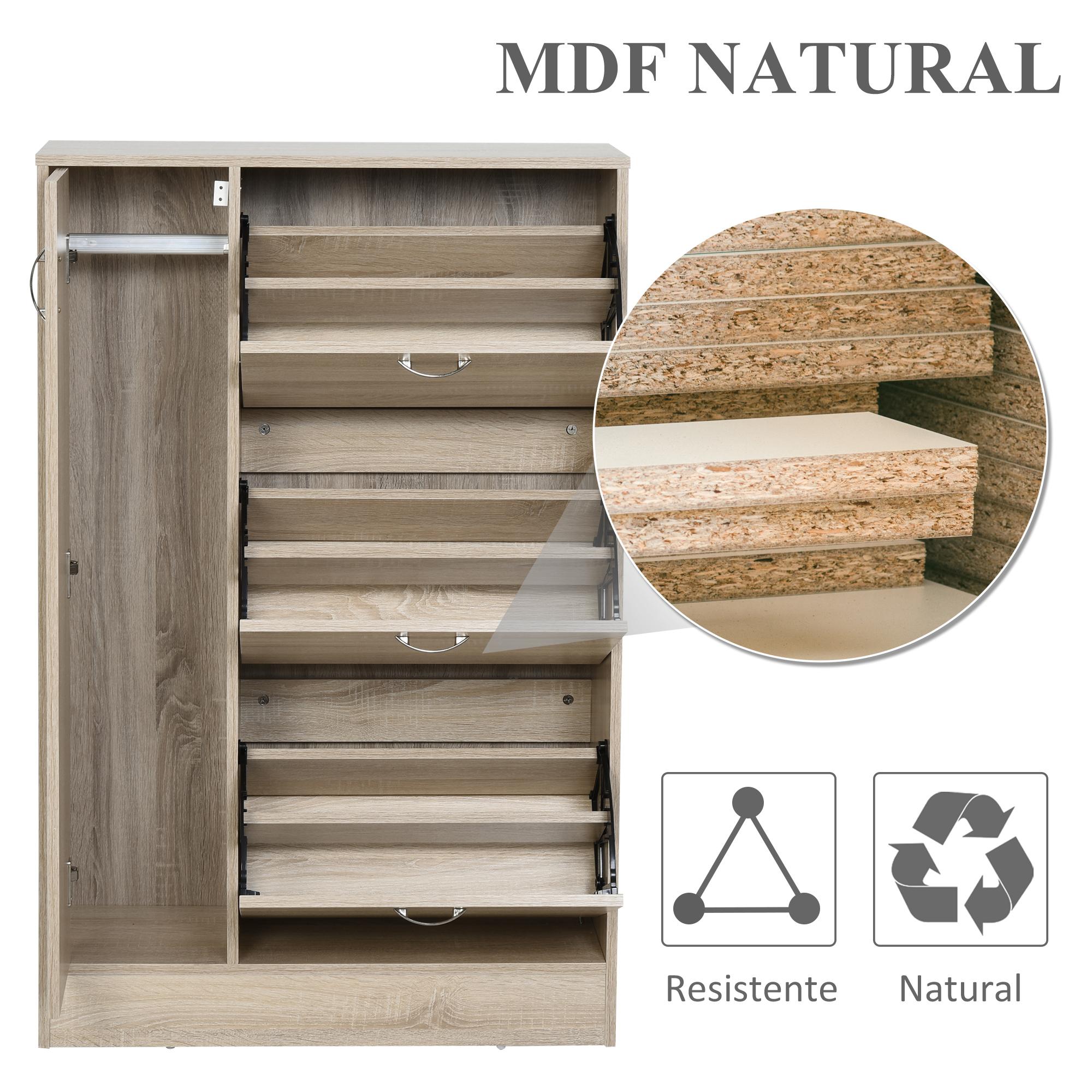 Armario para Zapatos de Madera MDF 79x26x120cm Natural