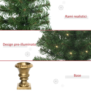 HOMCOM Albero di Natale Artificiale da 120cm con 60 Luci LED e 140 Rami per Interni, Verde