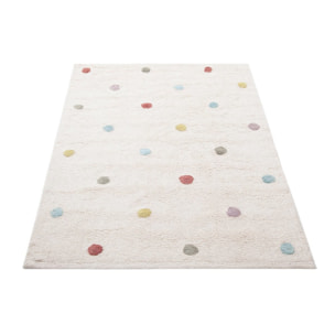 Tapis enfant en coton beige motif pois multicolore 100 x 150 cm DADA