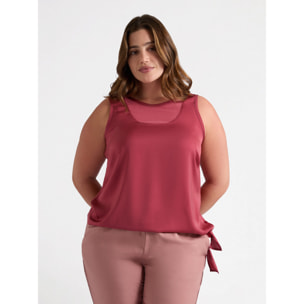 Fiorella Rubino - Top in raso con nodo sul fianco - Bordeaux