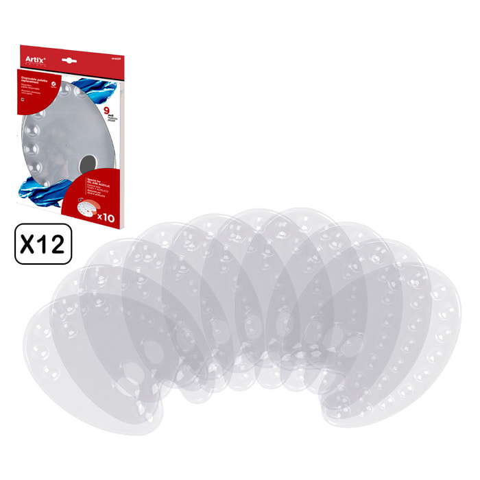 12 packs PALETA DESECHABLE 10 Uds. 9 huecos.