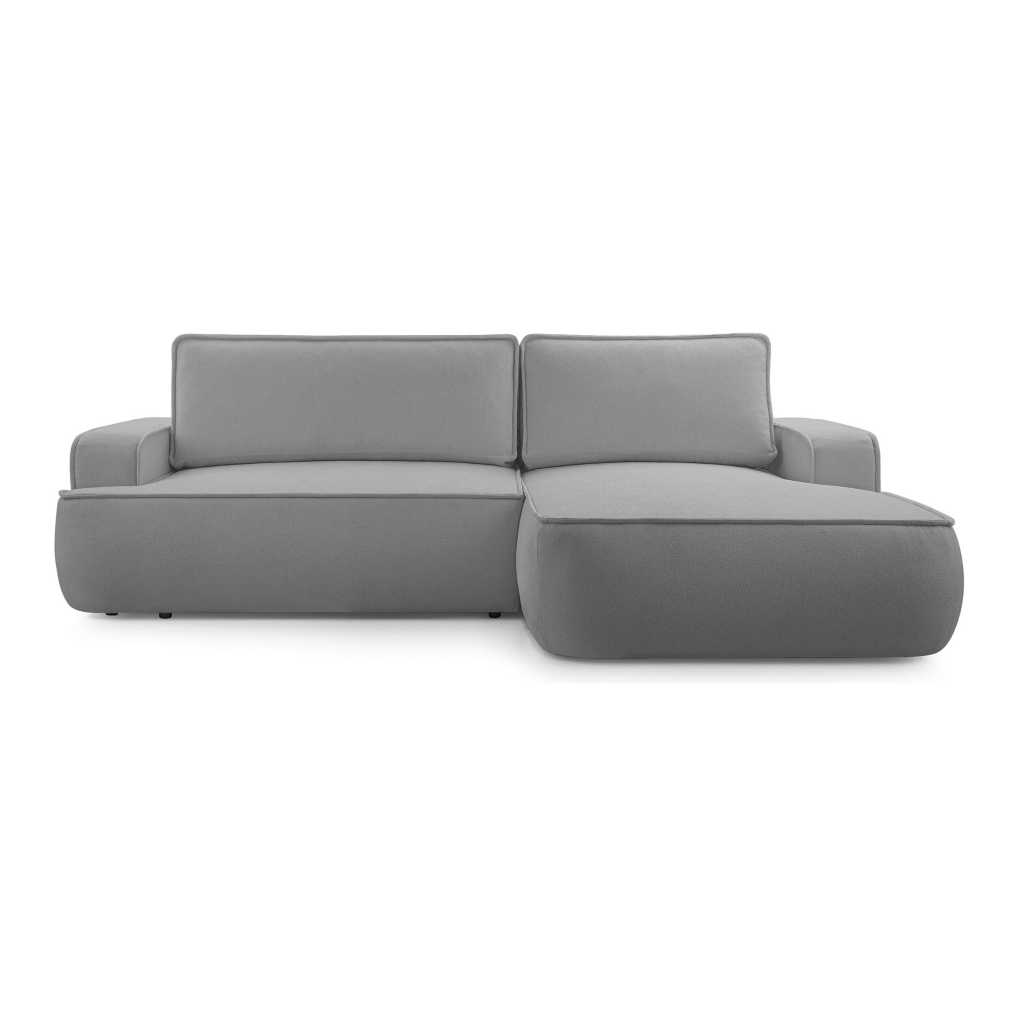 Nessino - canapé d'angle droit 4 places - convertible avec coffre - en tissu texturé - Gris foncé